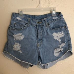 High Waisted Ripped Jean Shorts